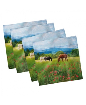 Ambesonne Horses Set of 4 Napkins 12