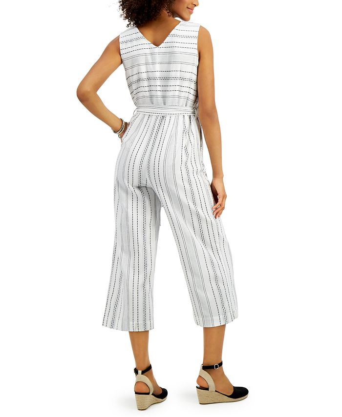 Style & Co Petite Striped Cotton Jumpsuit, Created for Macy's Macy's