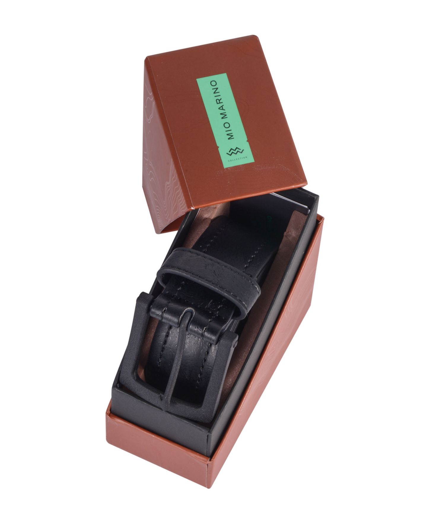 Мужской ремень Gallery Seven Mio Marino Solid Casual Prong Belt, цвет: Глубокий угольный — фото 5