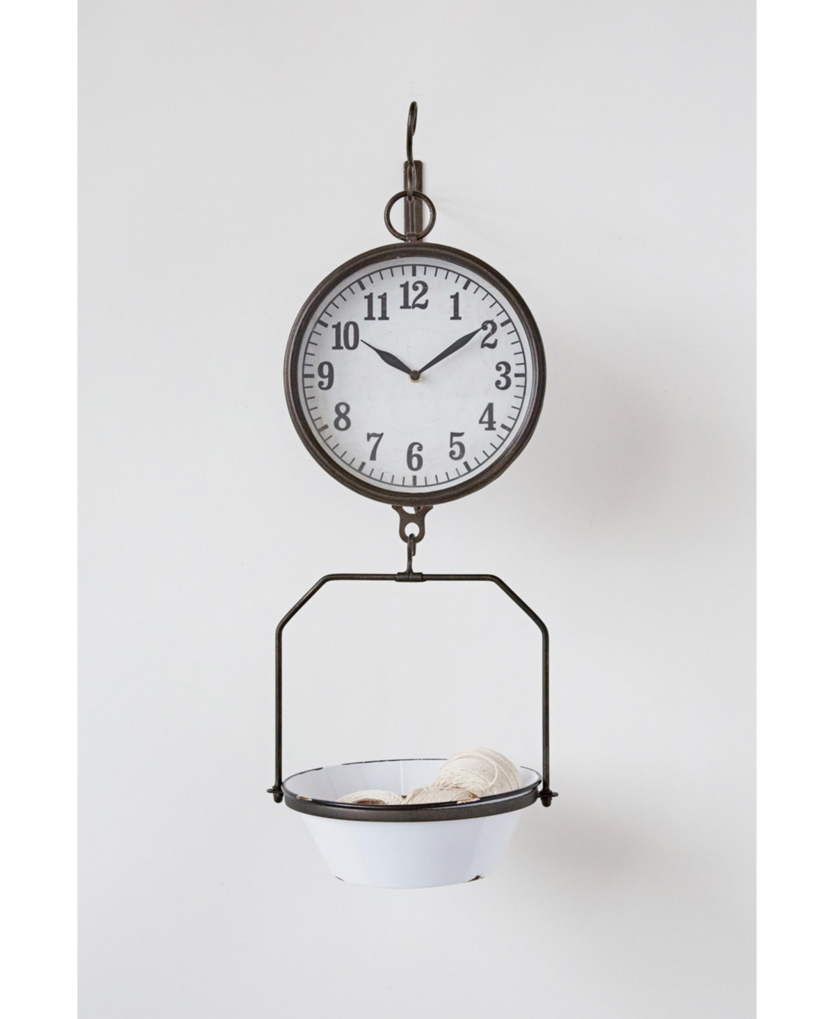 Decorative Vintage-Like Reproduction Enameled Scale Wall Clock,and Black - White