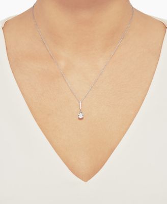 Aquamarine (7/8 ct. t.w.) & Diamond (1/20 ct. t.w.) 18" Pendant Necklace in 14k White Gold