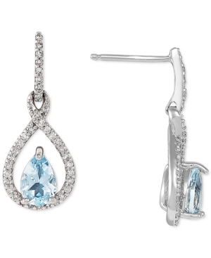 image of Aquamarine (5/8 ct. t.w.) & Diamond (1/5 ct. t.w.) Drop Earrings in 14k White Gold