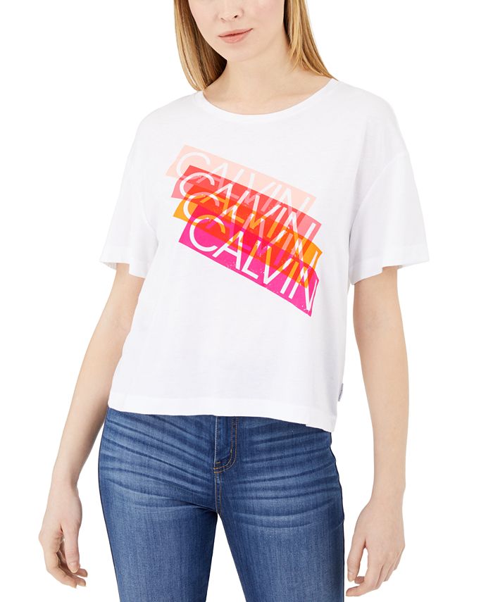 Calvin Klein Jeans Multicolor Logo T-Shirt & Reviews - Tops - Juniors ...