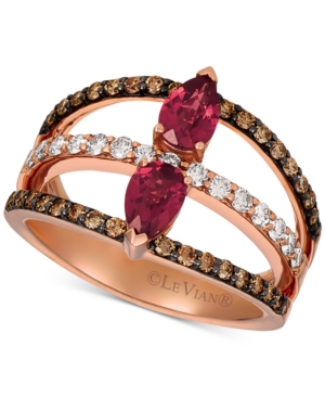 image of Le Vian Raspberry Rhodolite Garnet (7/8 ct. t.w.) & Diamond (5/8 ct. t.w.) Statement Ring in 14k Rose Gold