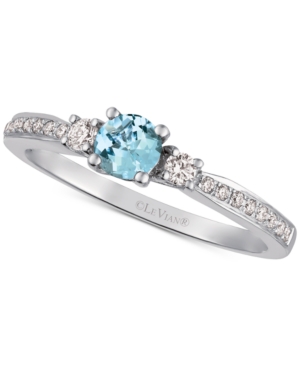image of Le Vian Sea Blue Aquamarine (1/4 ct. t.w.) & Diamond (1/6 ct. t.w.) Ring in 14k White Gold