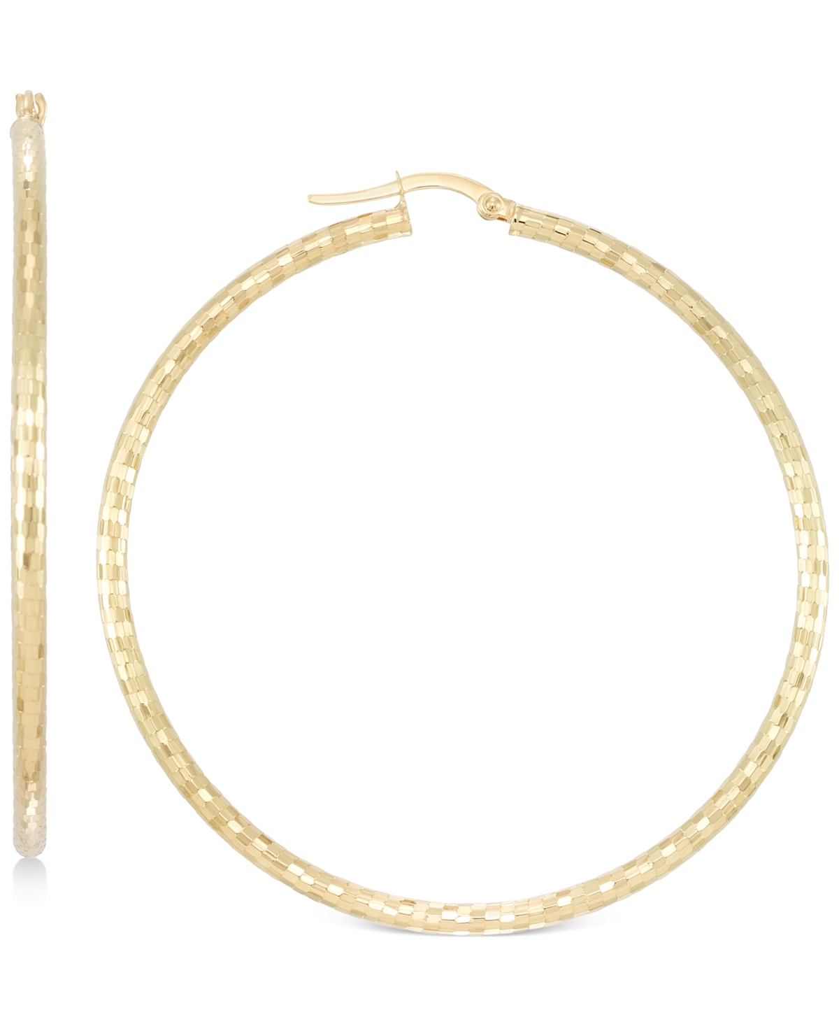 Medium Textured Hoop Earrings in 14k Gold - Yellow Gold
