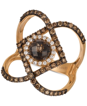 image of Le Vian Chocolate Smoky Quartz (3/4 ct. t.w.) & Diamond (7/8 ct. t.w.) Statement Ring in 14k Rose Gold