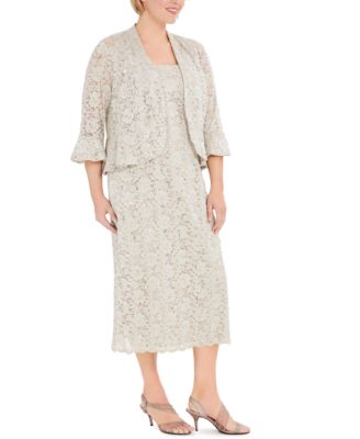 Plus Size Lace Dress & Ruffled Jacket