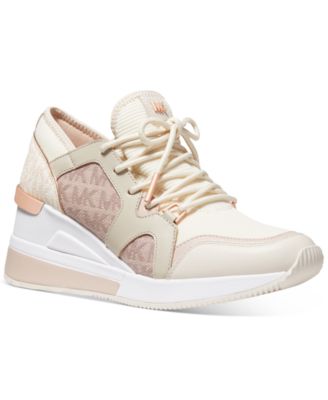 michael michael kors billie metallic leather and satin sneaker