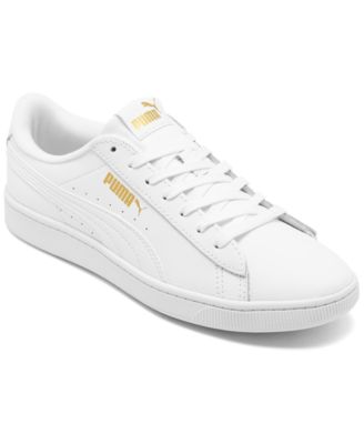 white leather puma sneakers