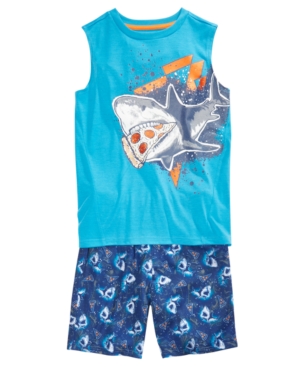 Big Boys Shark Sleeveless 2 Piece Short Pajama Set
