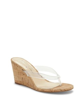 clear thong wedge sandals