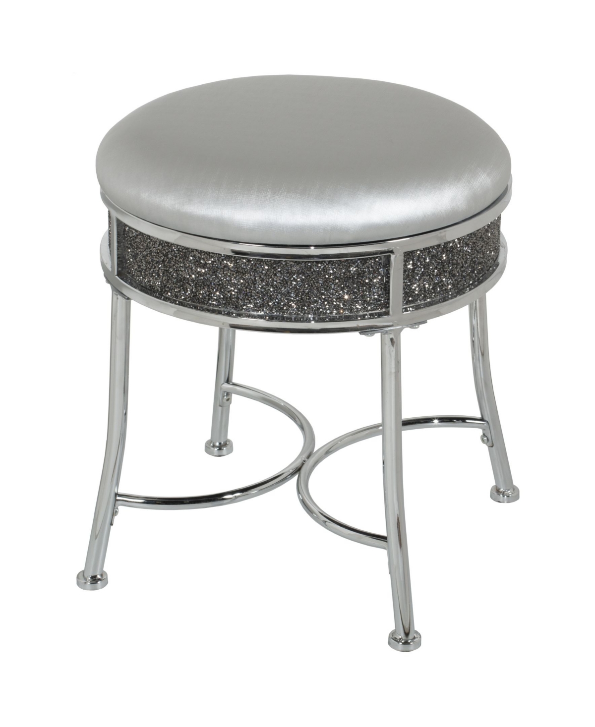 Shop Hillsdale Roma Diamond Cluster Glam Backless Metal Vanity Stool In Chrome