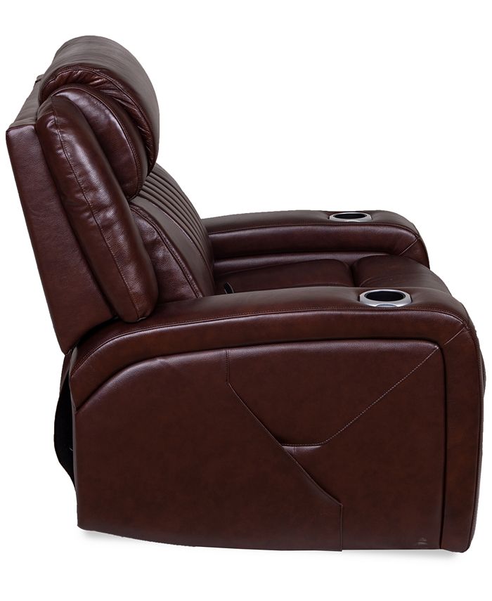 Furniture CLOSEOUT! Henriel Leather Power Recliner with Air Massager Macy's