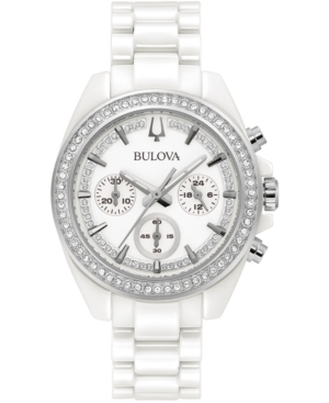 image of Bulova Women-s Chronograph White Ceramic Bracelet Watch 37mm, Created for Macy-s