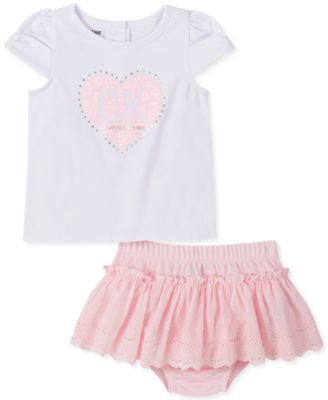 Calvin Klein - Baby Girls 2-Pc. Heart Top & Skirted Diaper Cover Set