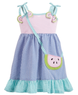 Blueberi Boulevard Baby Girls Gingham Seersucker Watermelon Dress