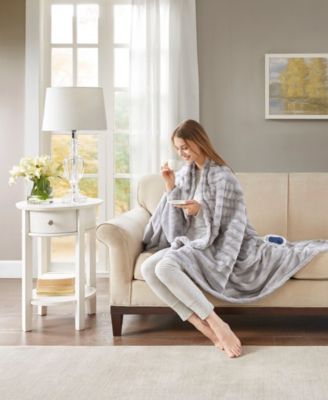 Duke Ribbed Electric Faux-Fur Throw, 50" x 70"