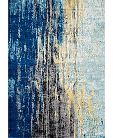 Bodrum Vintage-Inspired Abstract Waterfall Blue Area Rug