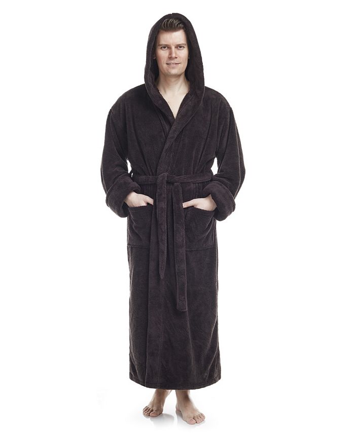 ARUS Men's Soft Fleece Robe, Ankle Length Hooded Turkish Bathrobe ...
