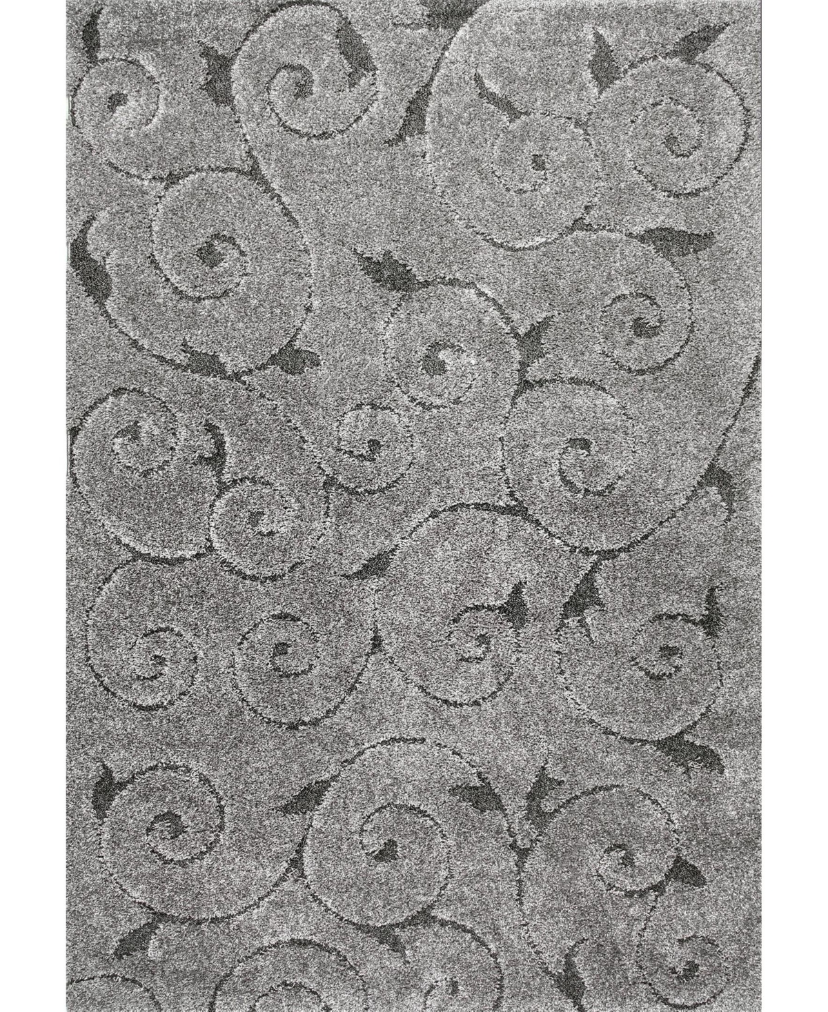 nuLoom Pattern Shag Vine Swirls Maisha 6'7in x 9' Area Rug - Dark Gray