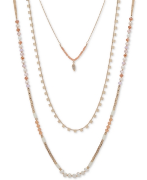 image of lonna & lilly Gold-Tone Beaded Long Three-Row Necklace, 36