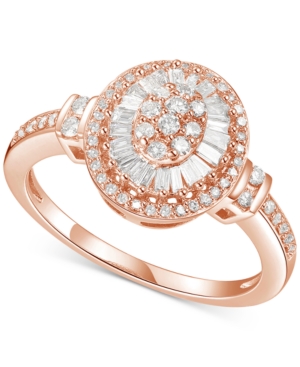 image of Diamond Baguette Halo Cluster Ring (1/2 ct. t.w.) in 14k Gold or Rose Gold