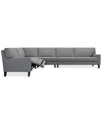 CLOSEOUT! Sandrew 4-Pc. Fabric Sectional with 2 Power Foot Rests, Created for Macy's