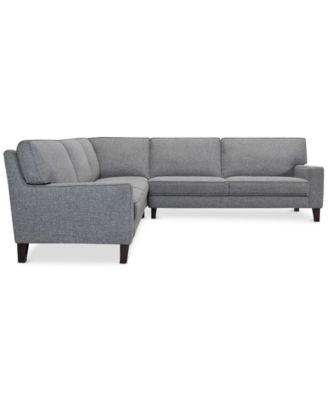 CLOSEOUT! Sandrew 3-Pc. Fabric Sectional with 2 Power Foot Rests, Created for Macy's