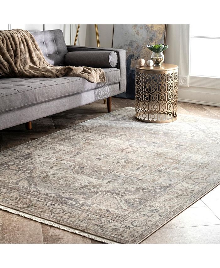 nuLoom Mystic Ehtel Medallion Fringe Silver 8' x 10' Area Rug Macy's