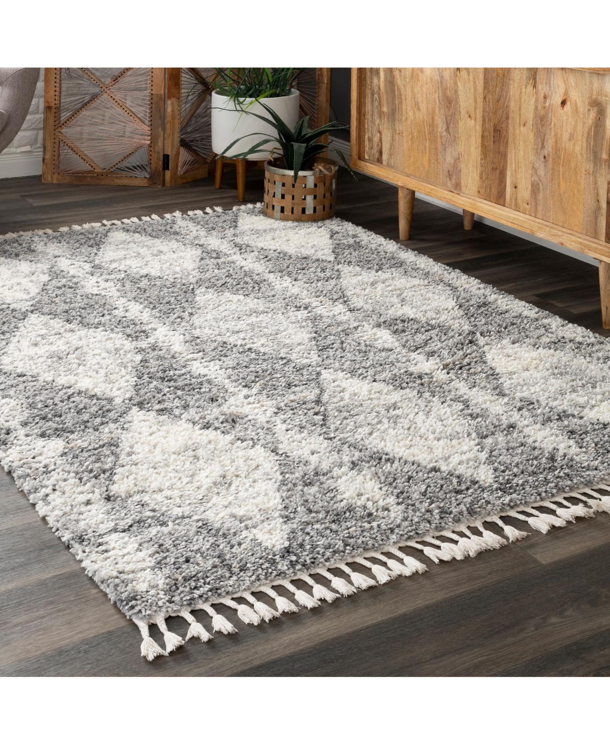 nuLoom Ellis Selah DiamondArea Rug - Gray