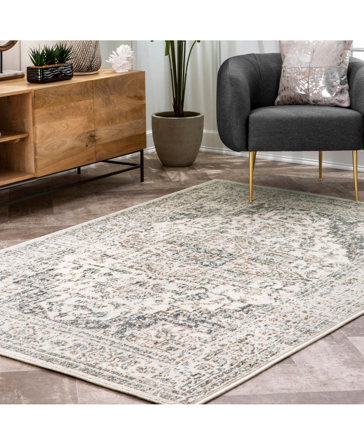 nuLoom Manor Vintage-Inspired TanithArea Rug - Cream