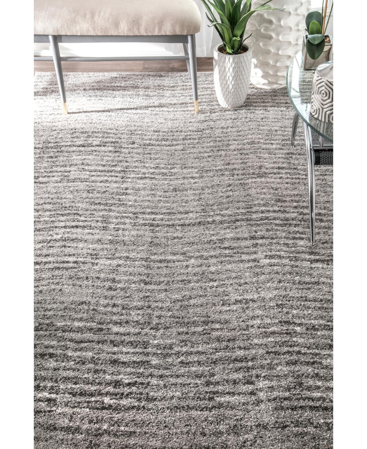nuLoom Smoky Contemporary Sherill RippleArea Rug - Gray