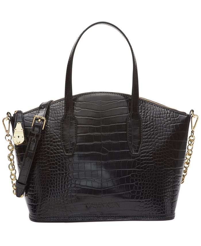 Calvin Klein Embossed Lock Logo Shoulder Bag - Black