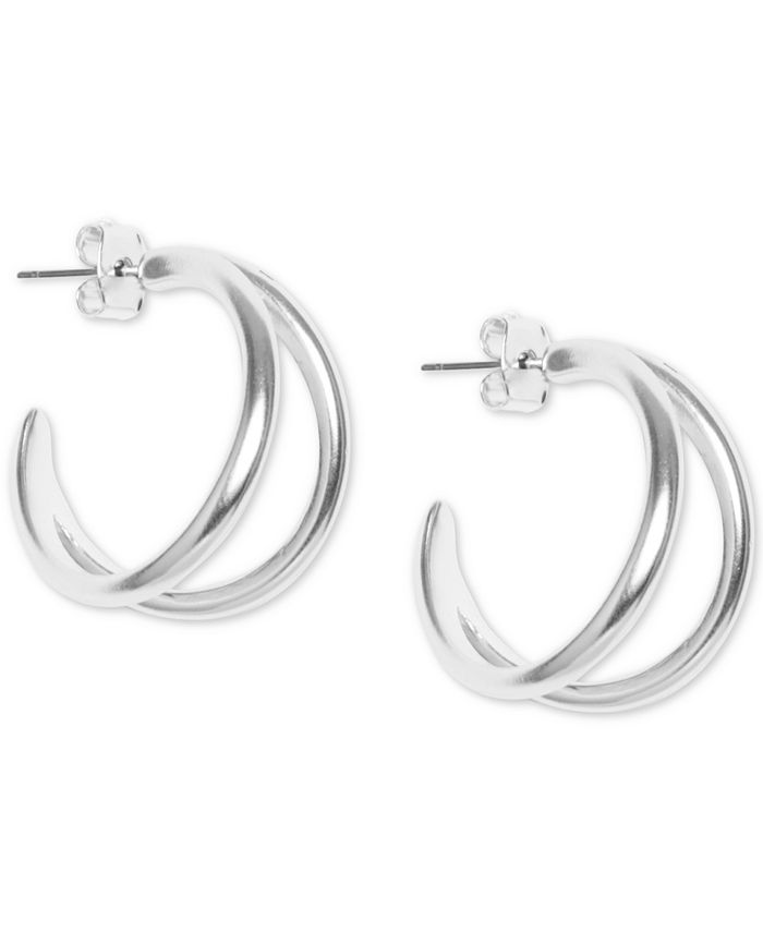 Lucky Brand Silver Tone Double Row Open Hoop Earrings Macy s