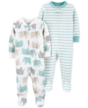 Carter's Baby Boy or Girl 2-Pk Cotton Elephant Footie Coveralls