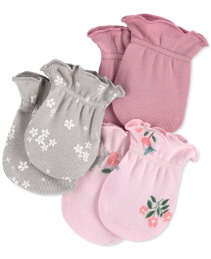 image of Carter-s Baby Girls 3-Pk. Cotton Mittens