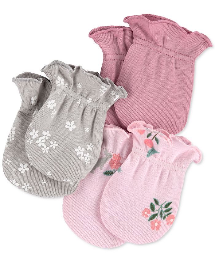 Carter's Baby Girls 3Pk. Cotton Mittens Macy's