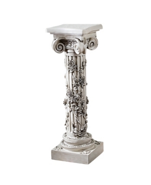 Design Toscano The Rose Garland Sculptural Pedestal In Off-white