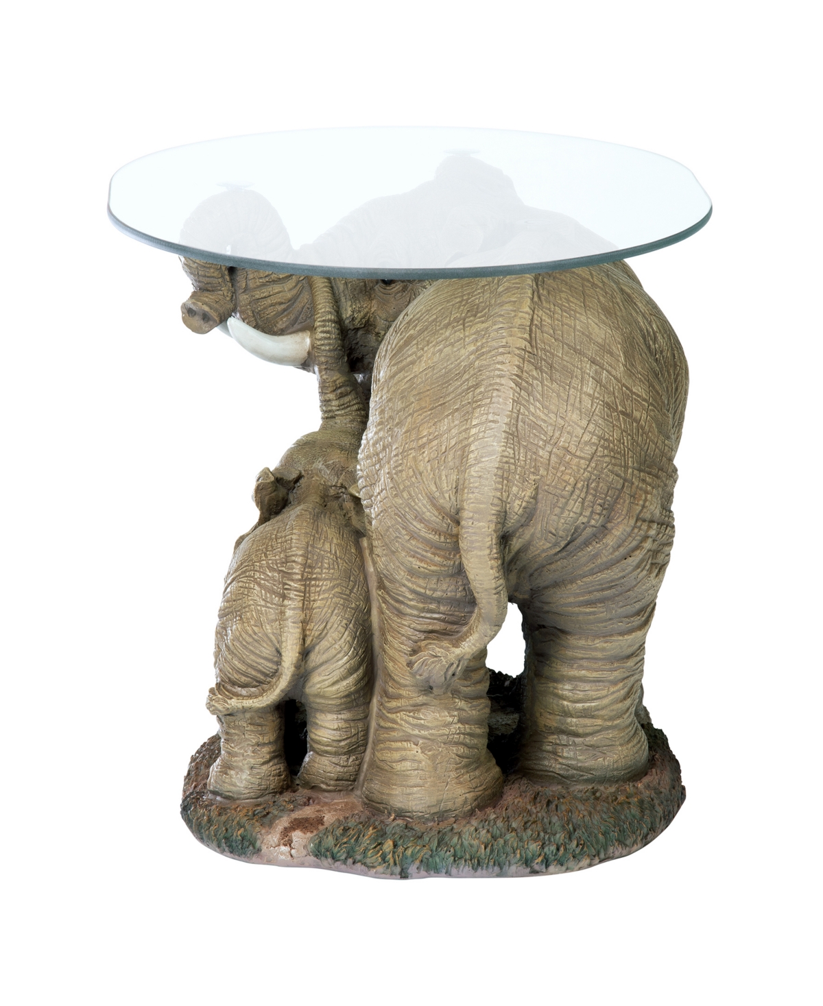 Design Toscano Elephant's Majesty Glass-Topped Cocktail Table