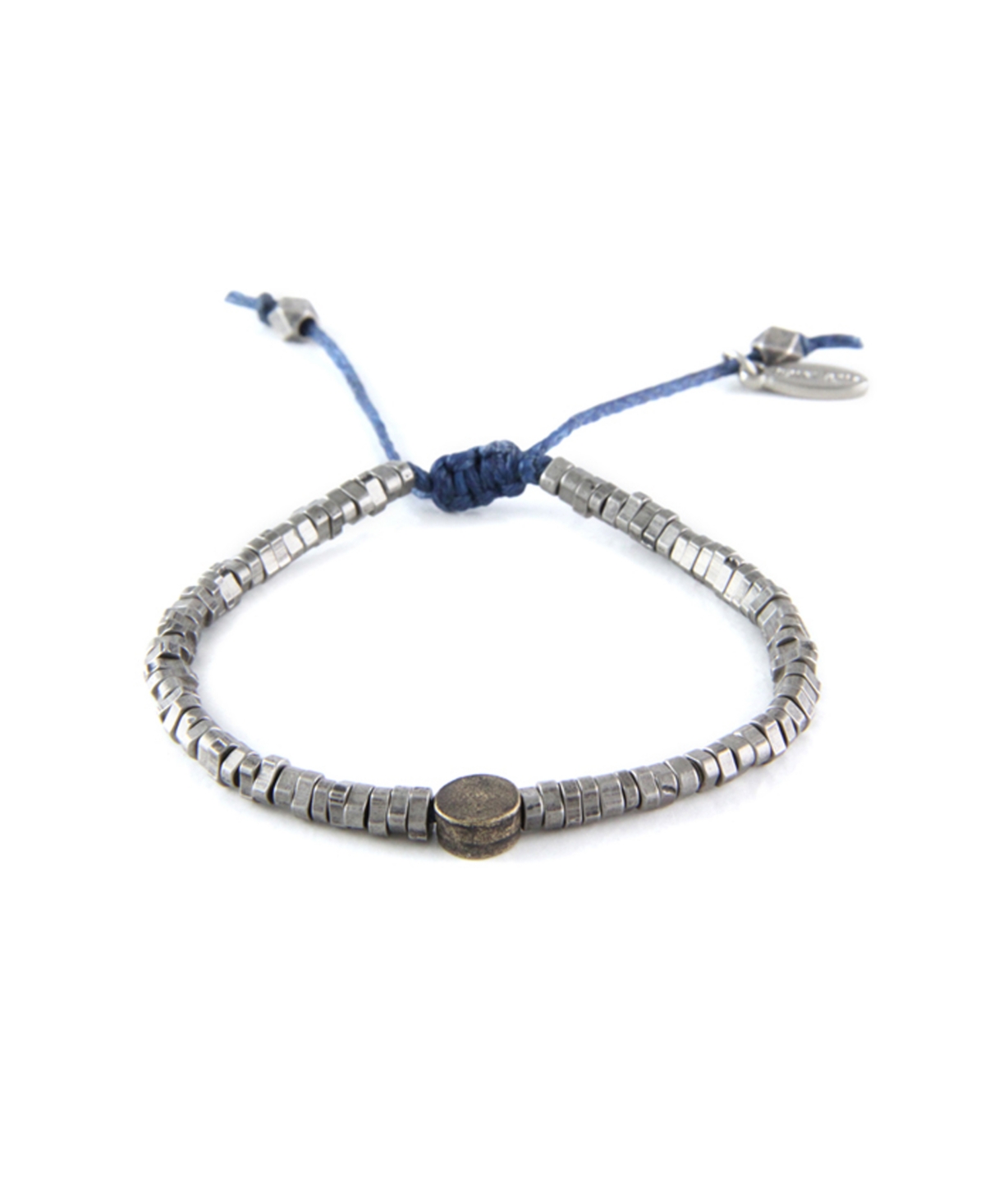 Mixed Metal Adjustable Bracelet with Cord - Silver Plated