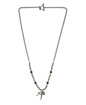 image of Mr Ettika Mixed Metal Faceted Bead Necklace with Spike, Cross and Skull Charms