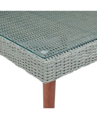 Albany All-Weather Wicker Outdoor Square Coffee Table with Glass Top