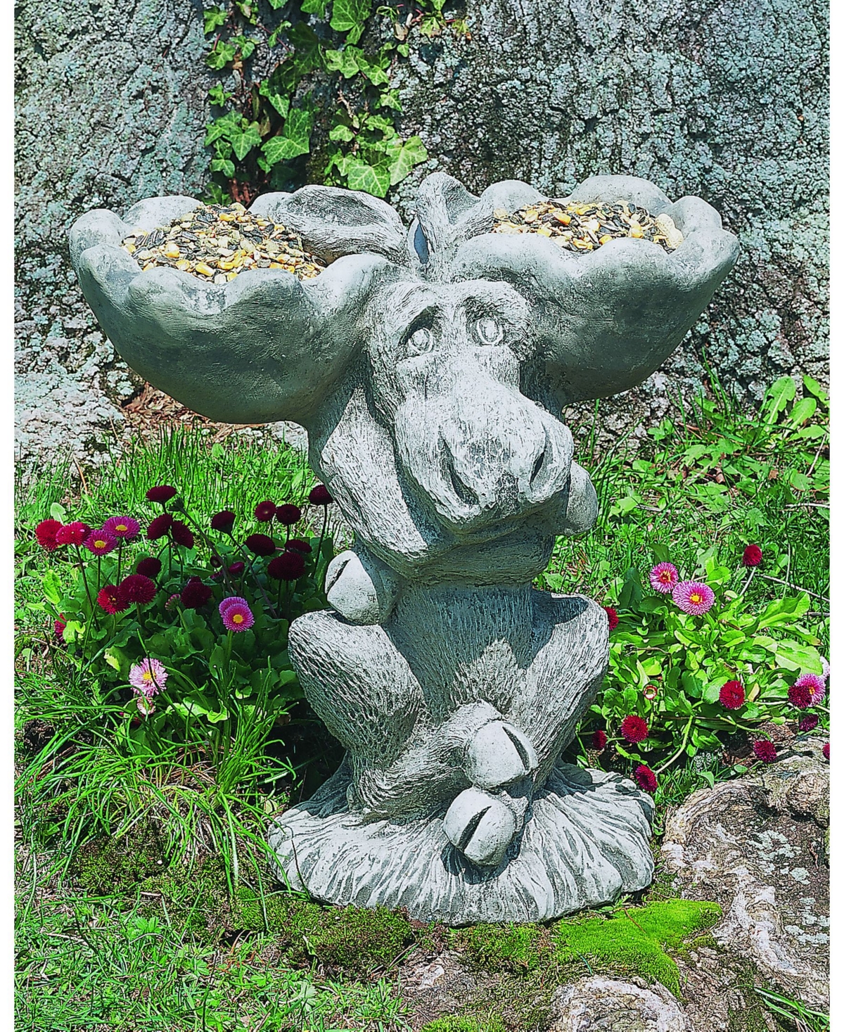 Moose Birdbath - Slate