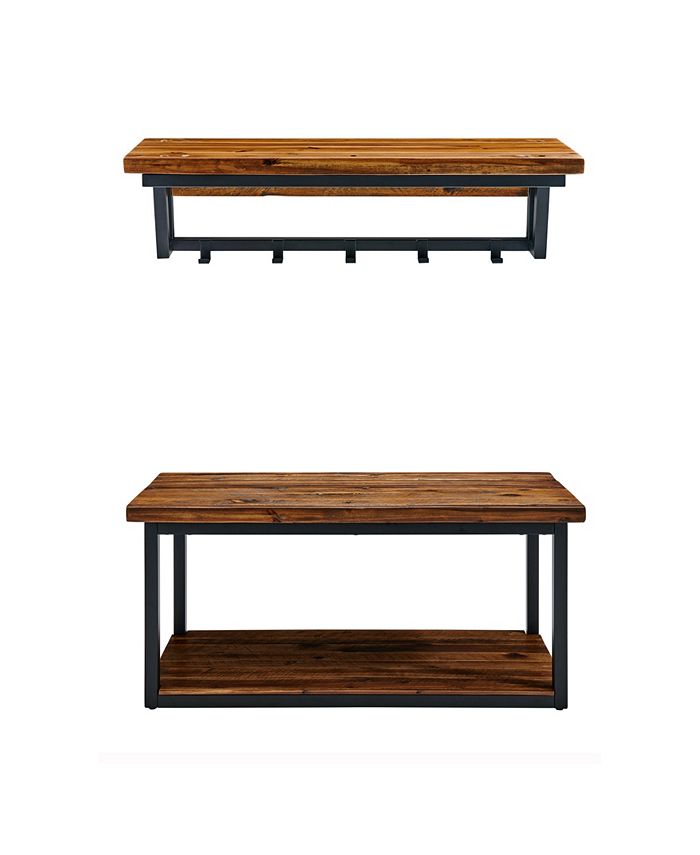 Alaterre Furniture Claremont Rustic Wood Coat Hook and Bench Set - Macy's