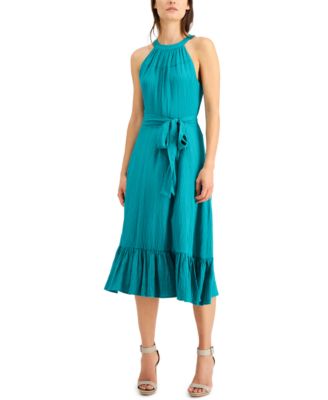 Calvin klein ruffle hem midi dress best sale