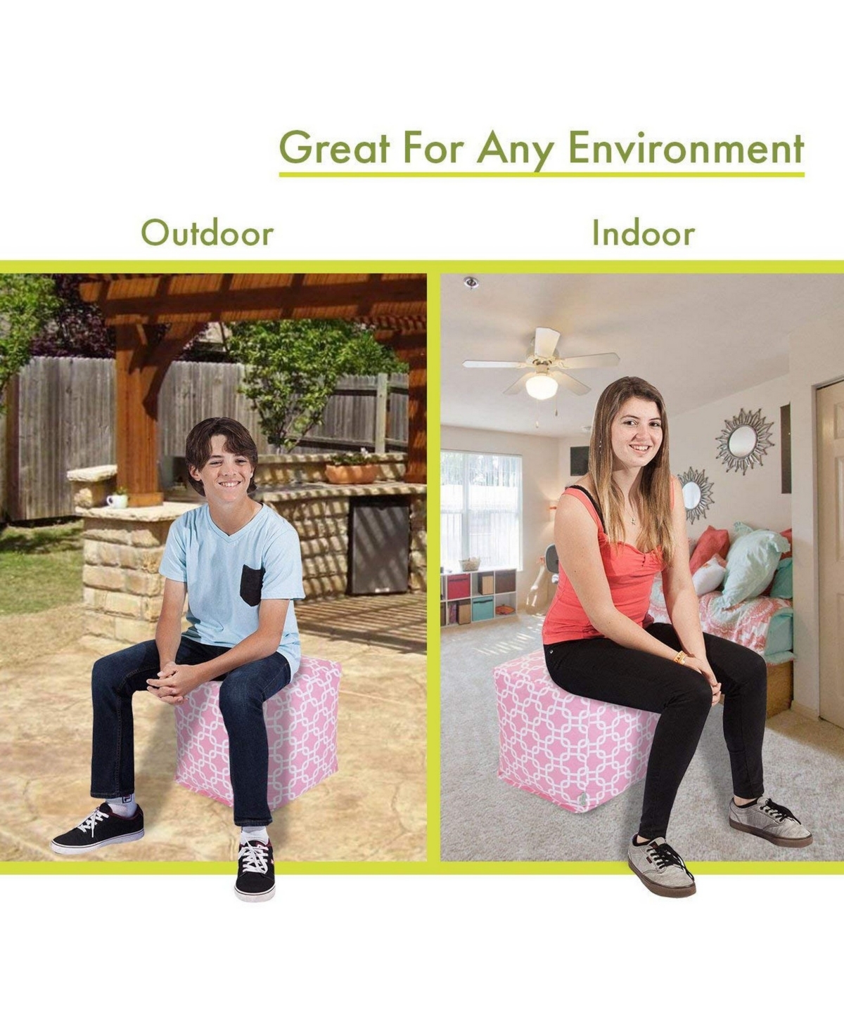 Majestic Home Goods Links Ottoman Pouf Cube with Removable Cover 17