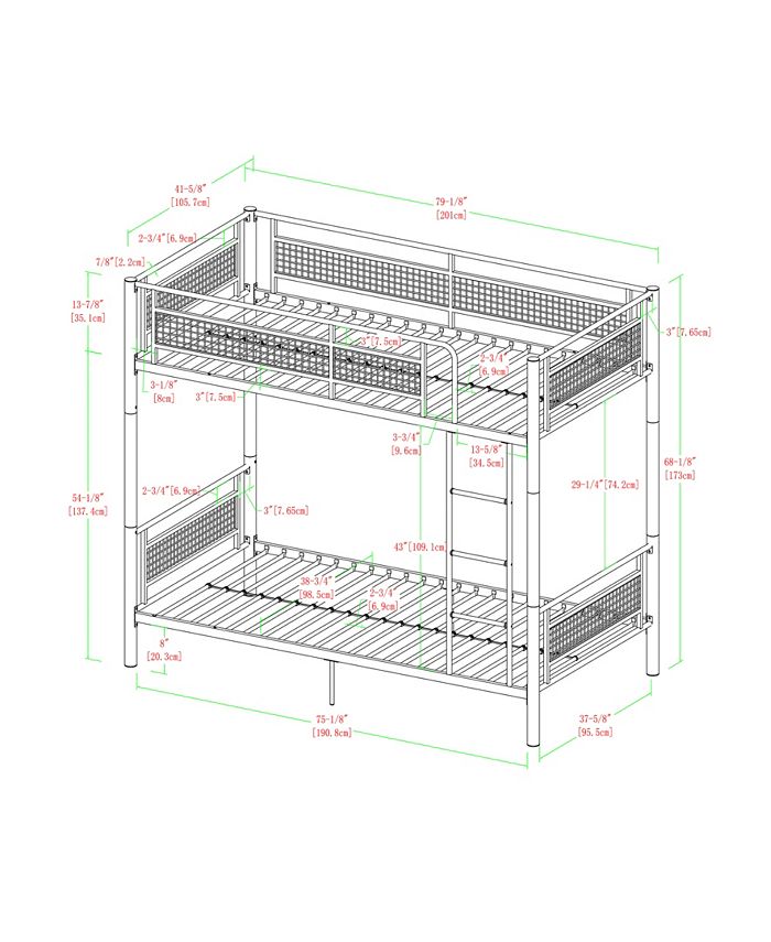 Walker Edison Twin Metal Mesh Frame Bunk Bed Macy's