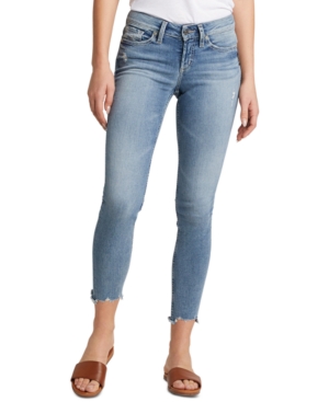 image of Silver Jeans Co. Suki Ripped-Hem Curvy Skinny Jeans