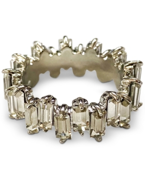 image of Inc Silver-Tone Baguette-Crystal Statement Ring, Created for Macy-s